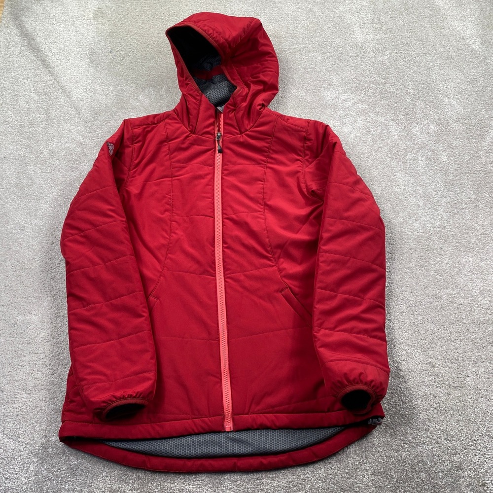 Eastern Mountain Sports Hooded Softshell Jacket Womens Medium Red Quilted EMS